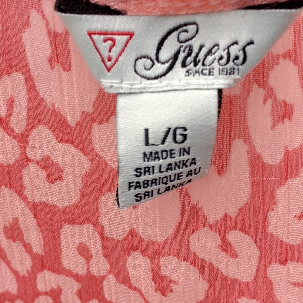 Guess Sheer Animal Print Sleeveless Top L - Picture 6 of 6